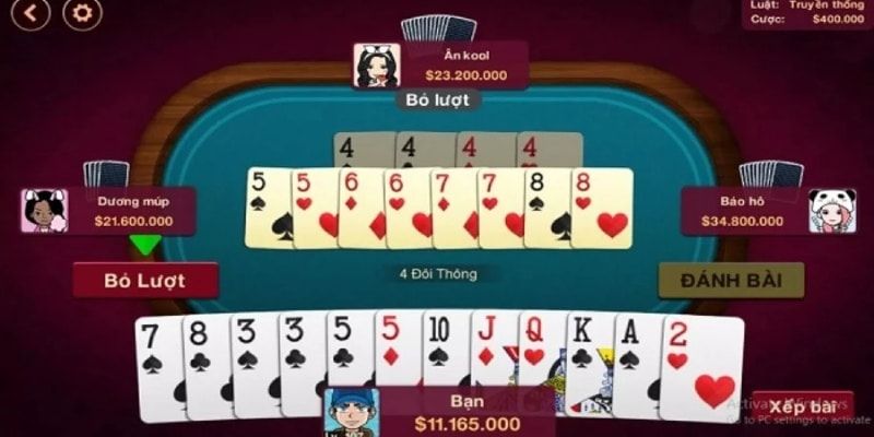 4 đôi thông trường hợp đặc biệt trong game tiến lên